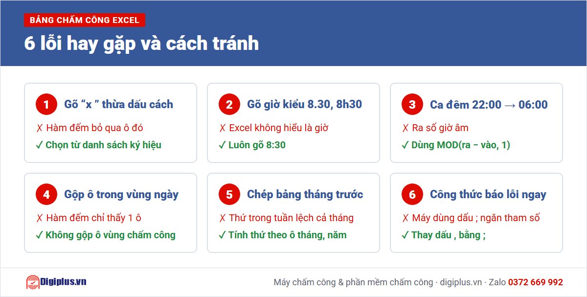 6 lỗi hay gặp khi tự l&agrave;m bảng chấm c&ocirc;ng Excel v&agrave; c&aacute;ch tr&aacute;nh
